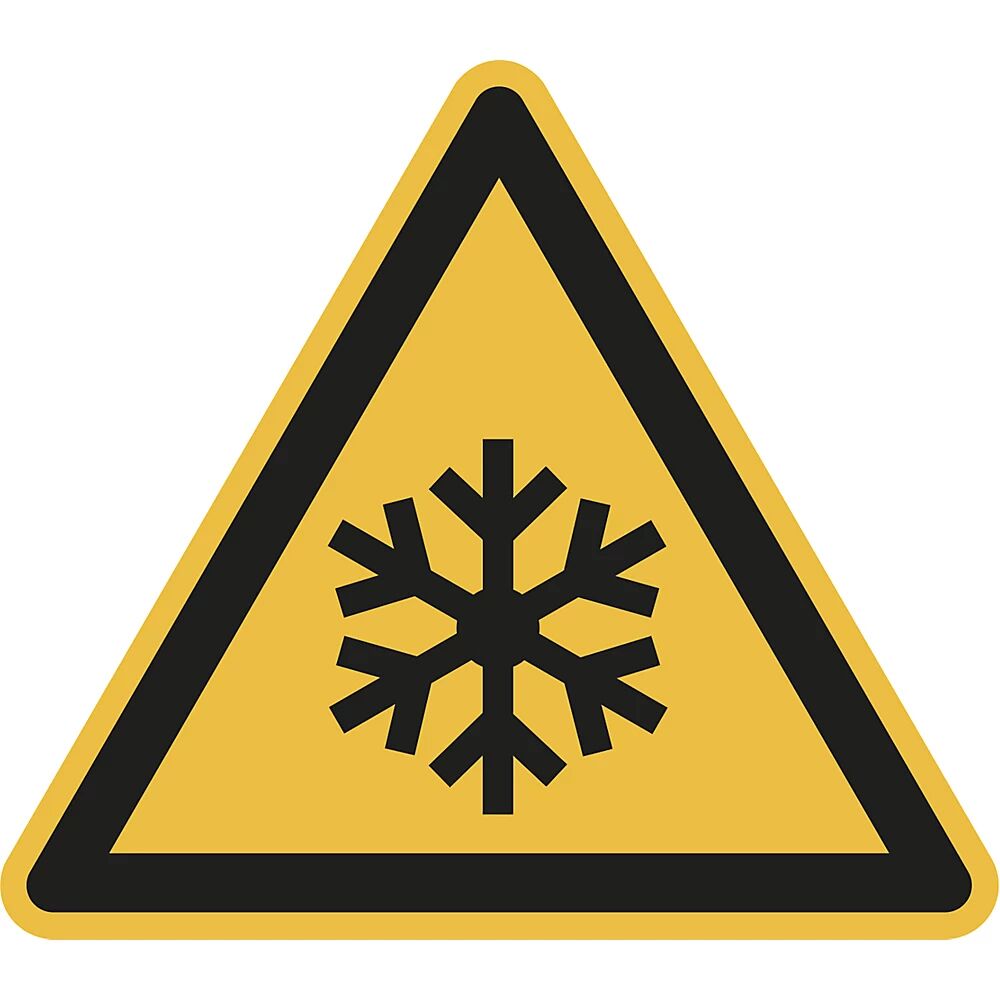 Warnkennzeichen Warnung vor Kälte, VE 10 Stk Folie, Schenkellänge 200 mm