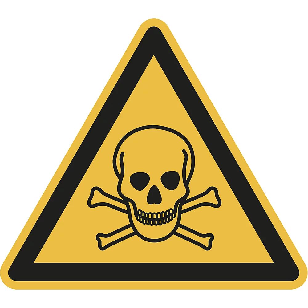 Warnkennzeichen Warnung vor giftigen Stoffen, VE 10 Stk Aluminium, Schenkellänge 200 mm