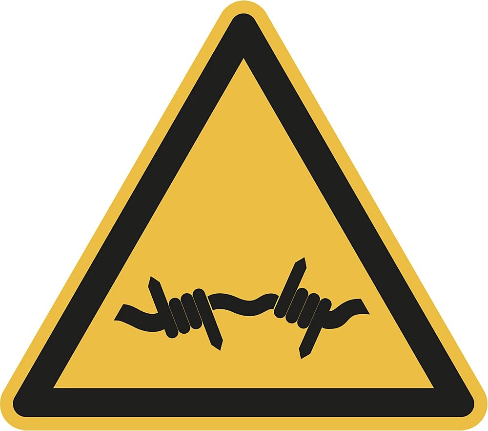Warnkennzeichen Warnung vor Stacheldraht, VE 10 Stk Folie, Schenkellänge 200 mm