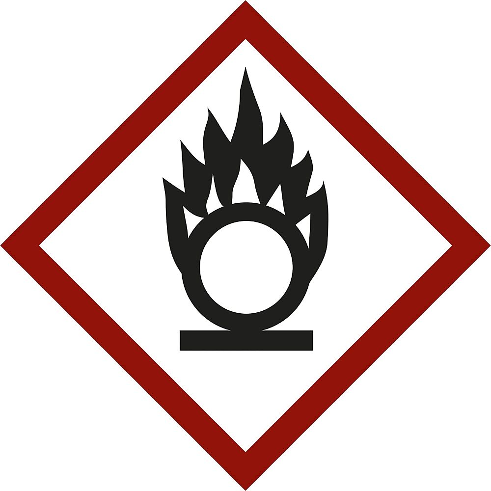 Gefahrstoffkennzeichen Flamme über Kreis, VE 10 Stk Folie, 105 x 105 mm