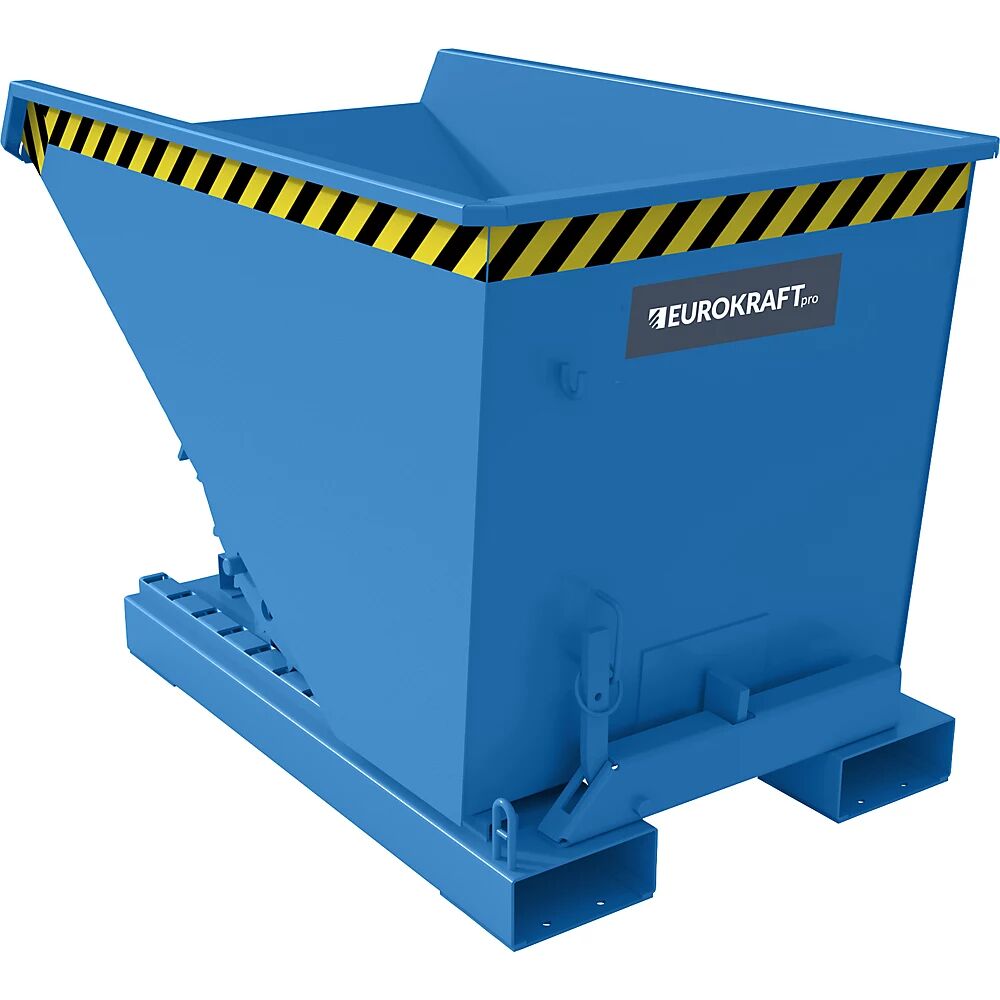 EUROKRAFTpro Kippbehälter inkl. Abrollmechanismus Volumen 0,3 m³, LxBxH 1260 x 770 x 835 mm blau