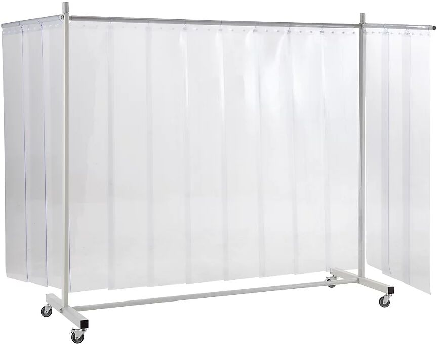 QUIPO Schutzwand, mobil mit Lamellenvorhang transparent, BxH 3700 x 2100 mm, 3-teilig