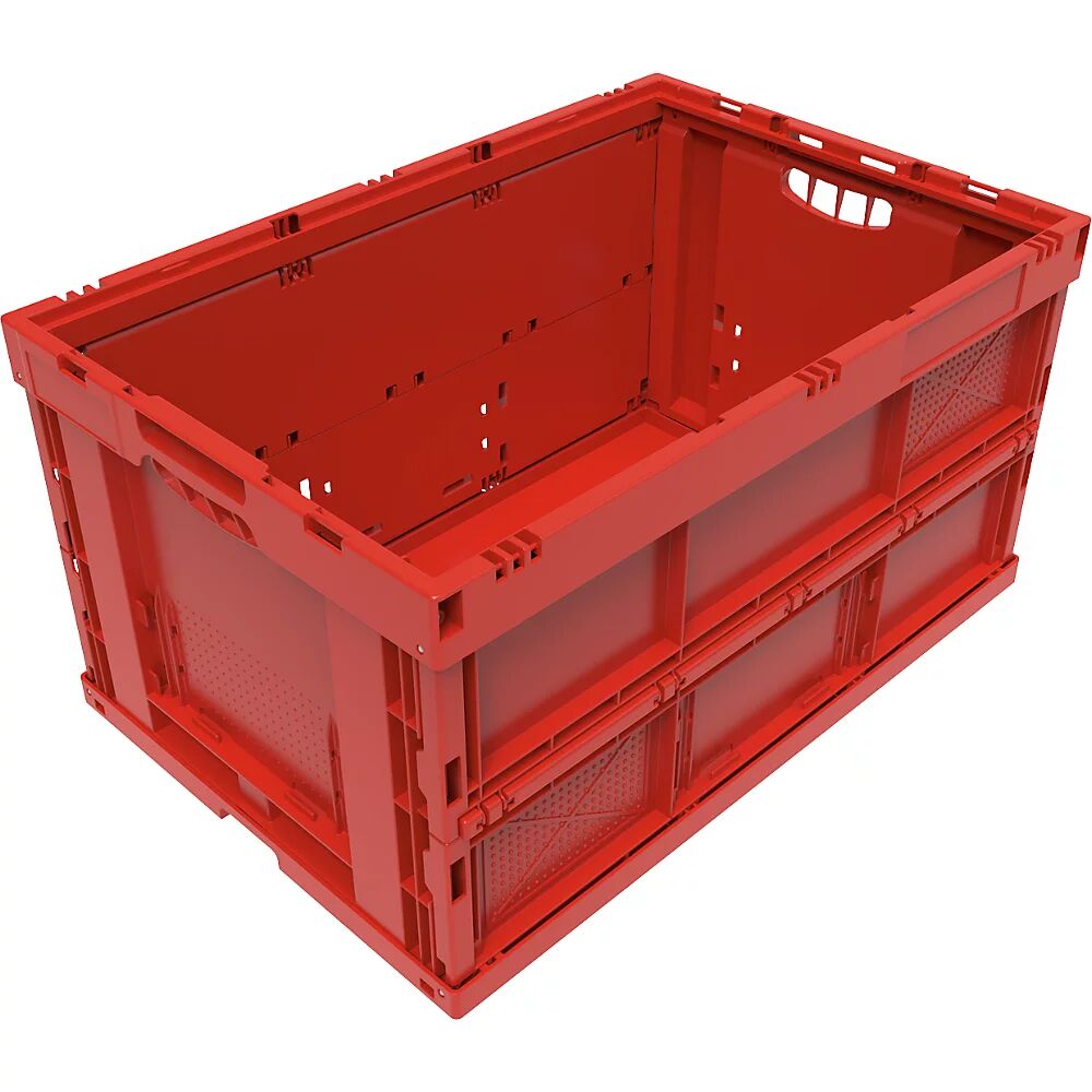 Faltbox aus Polypropylen Inhalt 65 l, Ausführung geschlossen rot, ohne Deckel, stapelbar