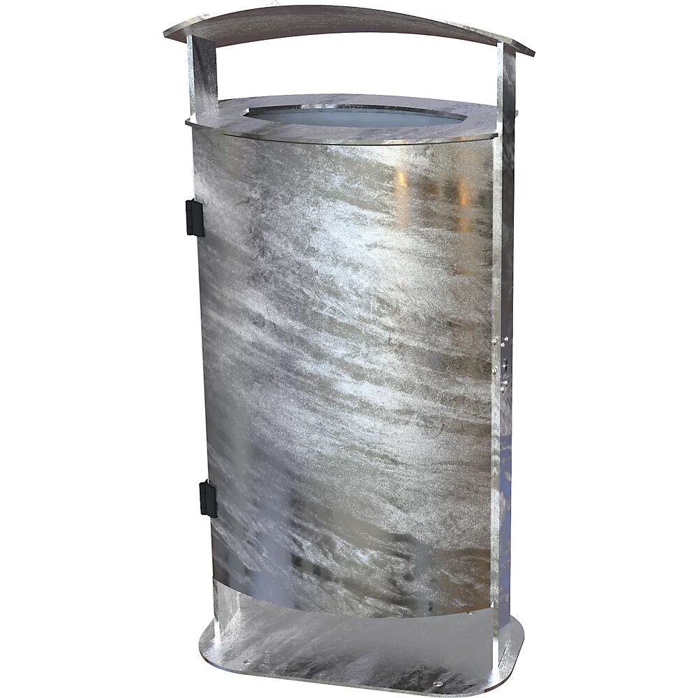 Außen-Abfallbehälter, feuerverzinkt Volumen 70 l, ohne Ascher HxBxT 1000 x 475 x 340 mm