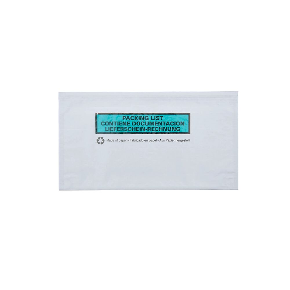 Papier-Dokumententasche transparent, Aufdruck ''Lieferschein-Rechnung'', VE 1000 Stk Format DIN lang, LxB 228 x 120 mm