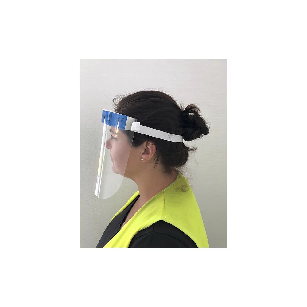 Gesichtsschutz (VE 10 oder 100 Stk) Plexiglasvisier mit Stirnpolster transparent/blau, VE 10 Stk