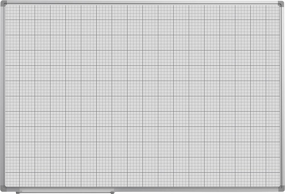 EUROKRAFTbasic Rastertafel weiß lackiert BxH 900 x 600 mm, Raster 10 x 10 / 50 x 50 mm