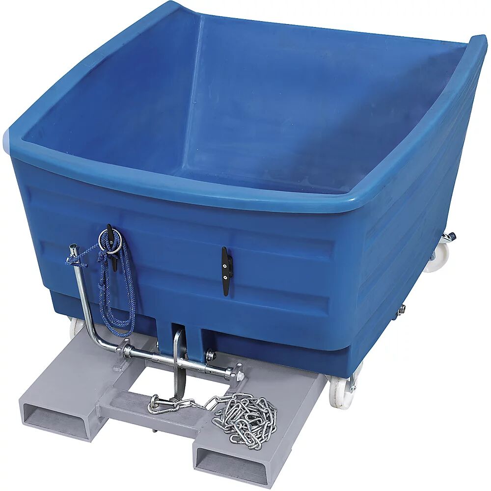 Schwerlast-Kippbehälter aus PE Volumen 0,5 m³ blau