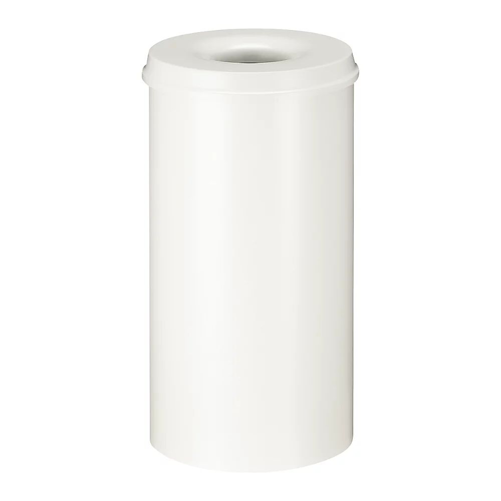 Papierkorb, selbstlöschend Volumen 50 l, HxØ 625 x 335 mm Korpus weiß / Löschkopf weiß