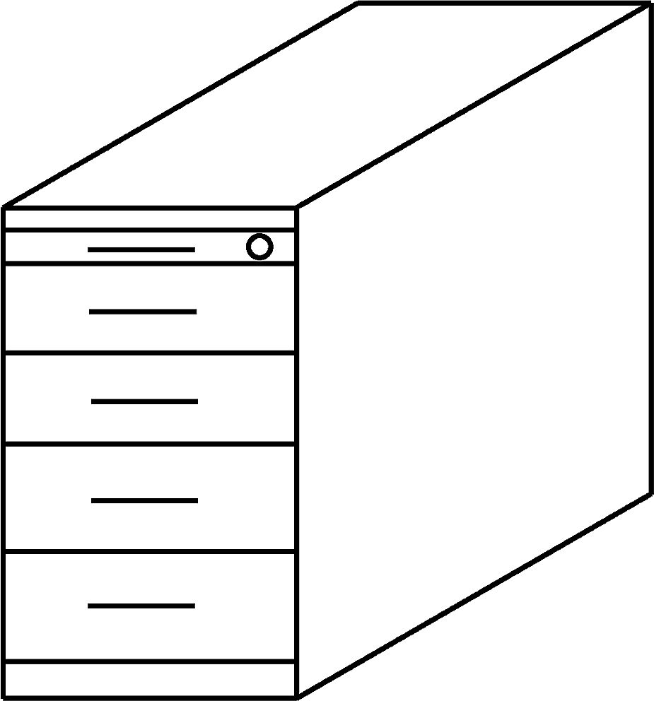 EUROKRAFTpro NICOLA - Standcontainer 4 Materialschübe, 1 Utensilienschub Buche-Dekor