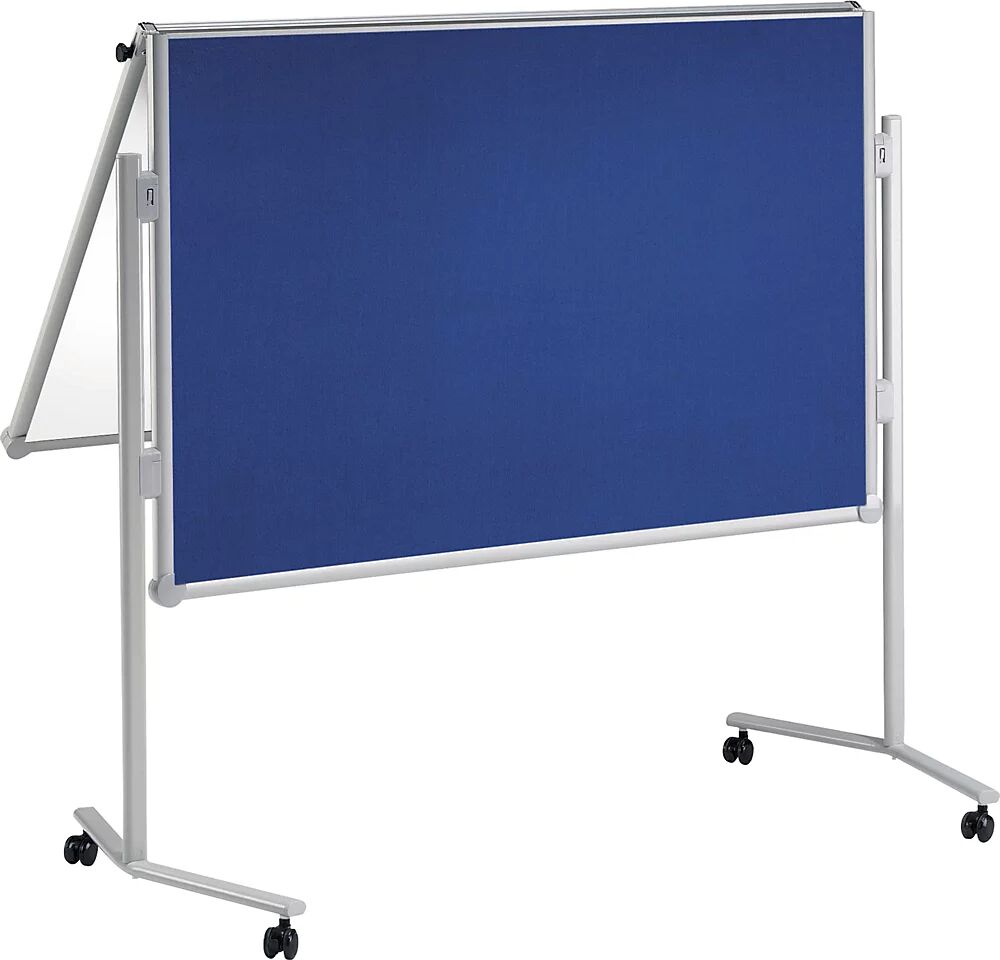 MAUL Moderationstafel, klappbar Textil blau / Whiteboard BxH 1200 x 1500 mm