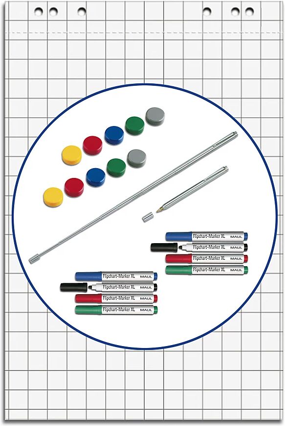 MAUL Starter-Set für Flipchart Block, Marker, Magnete und Kugelschreiber