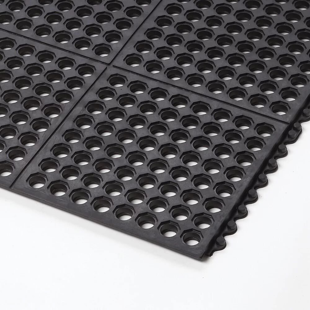 Stecksystem, Cushion Ease™ Naturgummi, gelocht LxBxH 910 x 910 x 19 mm schwarz