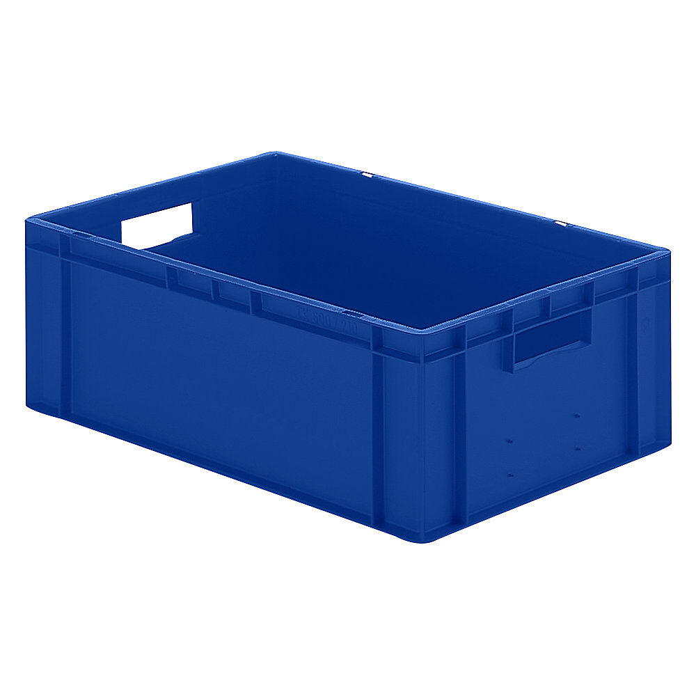 Euro-Format-Stapelbehälter, Wände und Boden geschlossen LxBxH 600 x 400 x 210 mm blau, VE 5 Stk