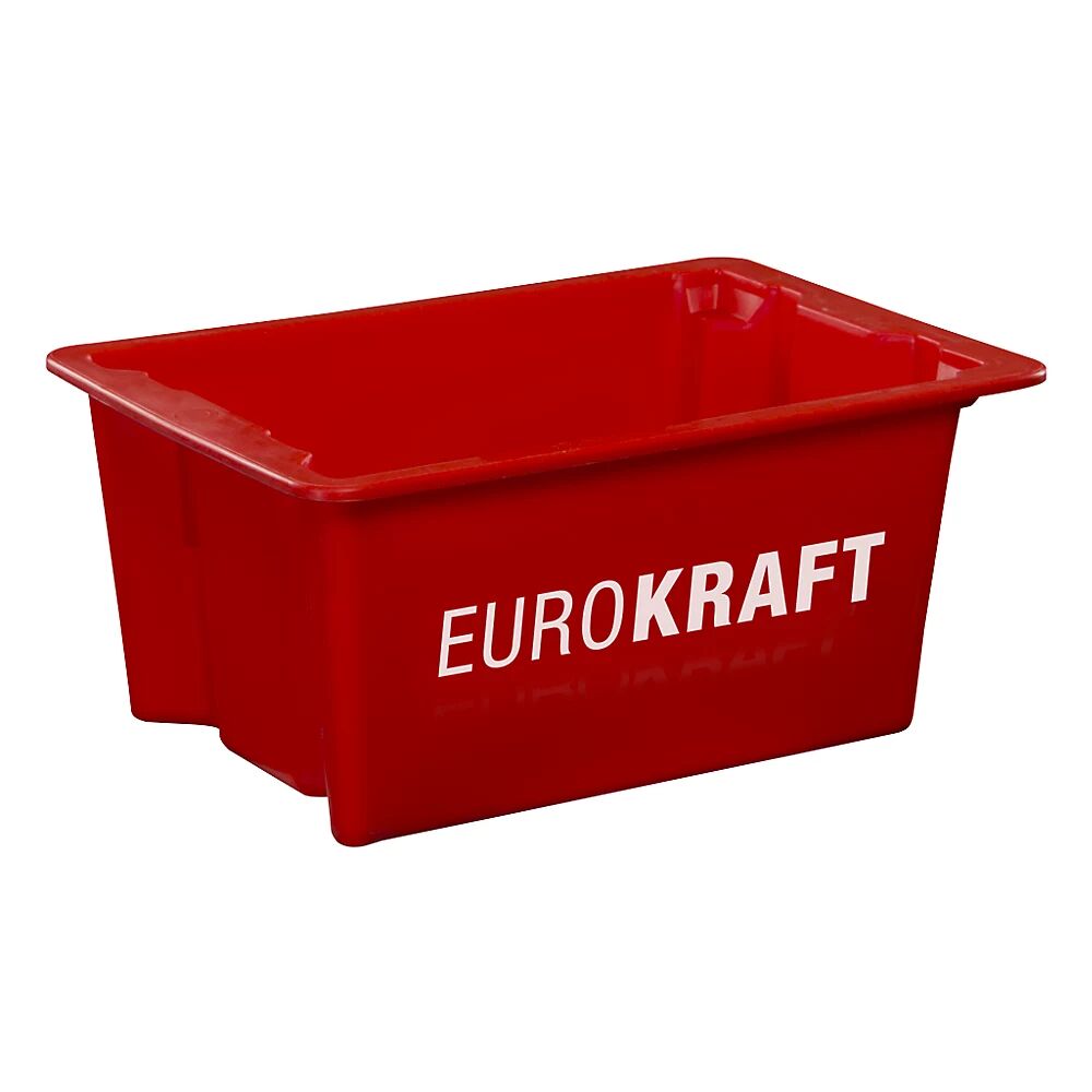 EUROKRAFTpro Drehstapelbehälter aus lebensmittelechtem Polypropylen Inhalt 13 Liter, VE 4 Stk Wände und Boden geschlossen, rot