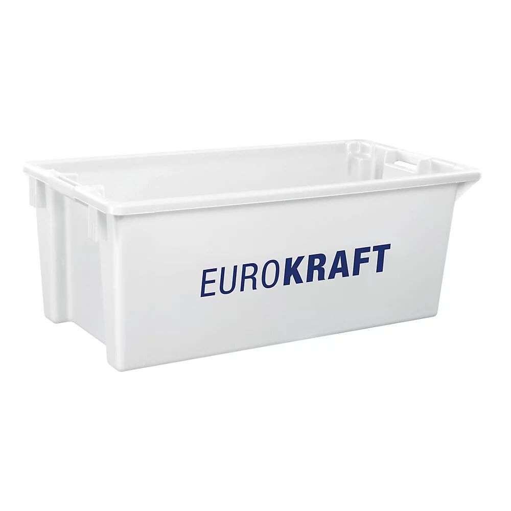 EUROKRAFTpro Drehstapelbehälter aus lebensmittelechtem Polypropylen Inhalt 70 Liter, VE 2 Stk Wände und Boden geschlossen, natur
