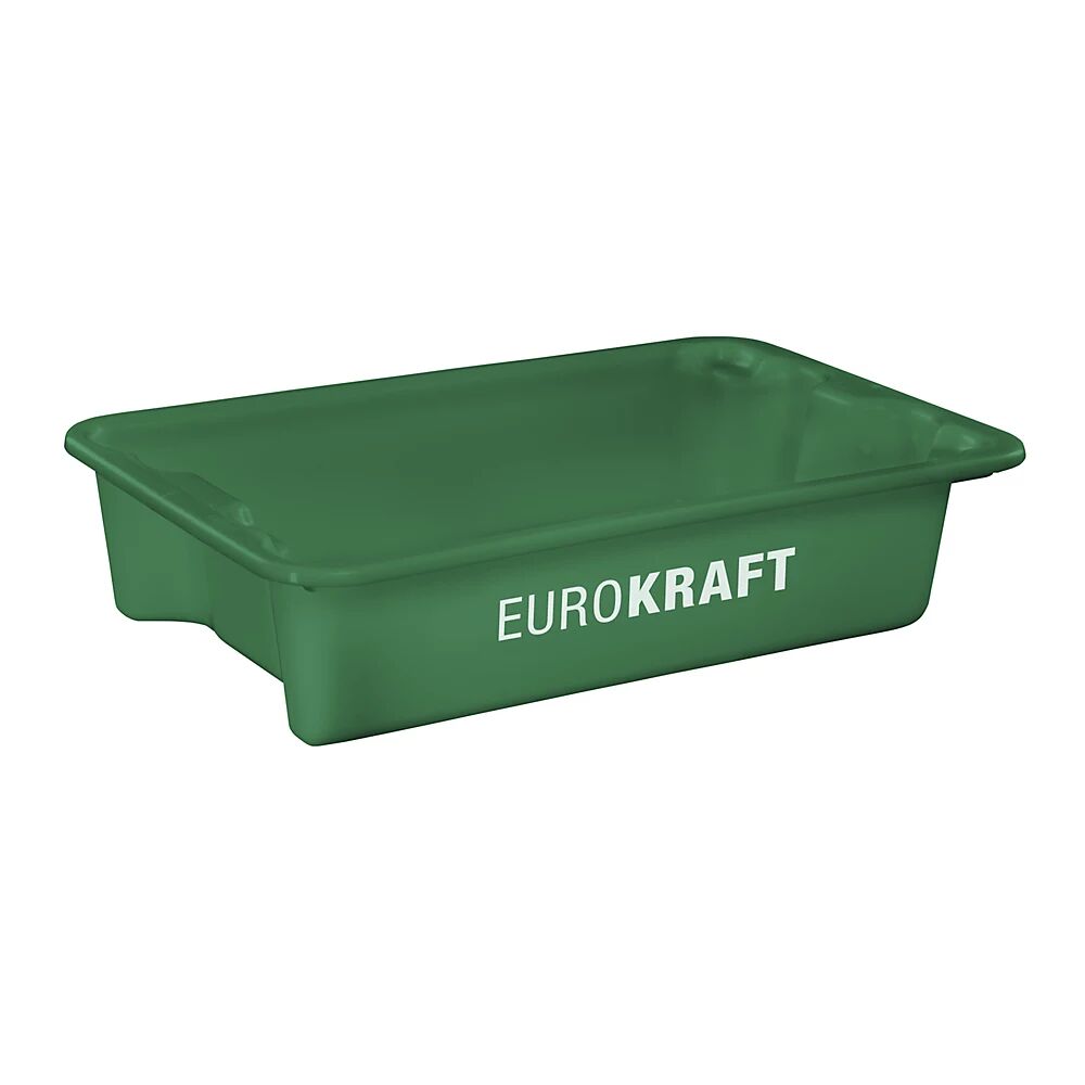 EUROKRAFTpro Drehstapelbehälter aus lebensmittelechtem Polypropylen Inhalt 18 Liter, VE 3 Stk Wände und Boden geschlossen, grün