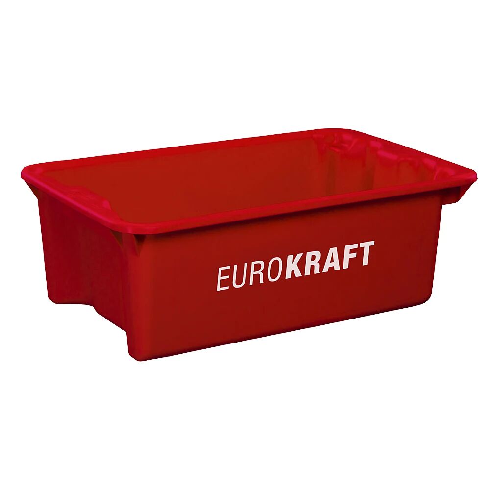 EUROKRAFTpro Drehstapelbehälter aus lebensmittelechtem Polypropylen Inhalt 34 Liter, VE 3 Stk Wände und Boden geschlossen, rot