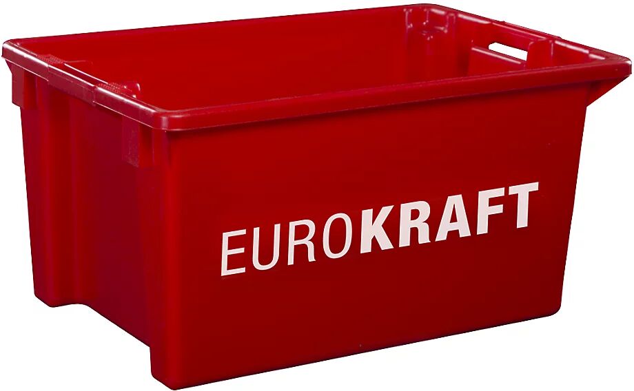 EUROKRAFTpro Drehstapelbehälter aus lebensmittelechtem Polypropylen Inhalt 50 Liter, VE 3 Stk Wände und Boden geschlossen, rot