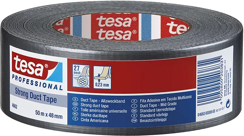 tesa Gewebeband tesa® 4662 Steinband VE 48 Rollen, schwarz, Bandbreite 48 mm