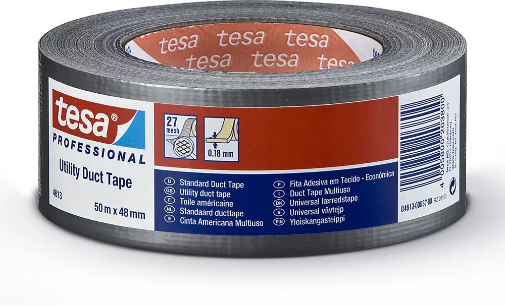 tesa Gewebeband tesa® 4613 Standard Steinband VE 48 Rollen, silber, Bandbreite 48 mm