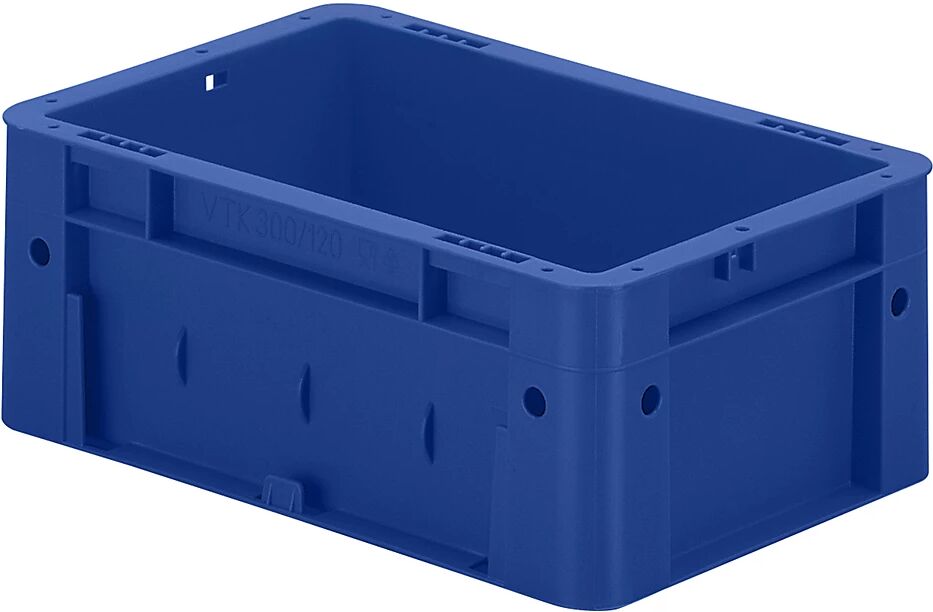 Schwerlast-Euro-Behälter, Polypropylen Inhalt 4,1 l, LxBxH 300 x 200 x 120 mm, Wände geschlossen Boden geschlossen, blau, VE 8 Stk