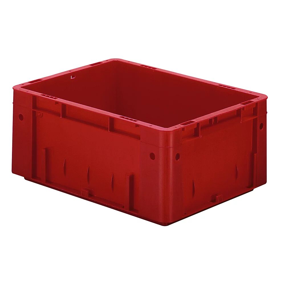 Schwerlast-Euro-Behälter, Polypropylen Inhalt 14,5 l, LxBxH 400 x 300 x 175 mm, Wände geschlossen Boden geschlossen, rot, VE 4 Stk