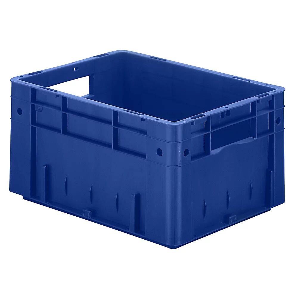 Schwerlast-Euro-Behälter, Polypropylen Inhalt 17,5 l, LxBxH 400 x 300 x 210 mm, Wände geschlossen Boden geschlossen, blau, VE 4 Stk