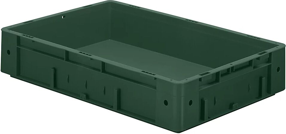 Schwerlast-Euro-Behälter, Polypropylen Inhalt 20 l, LxBxH 600 x 400 x 120 mm, Wände geschlossen Boden geschlossen, grün, VE 2 Stk