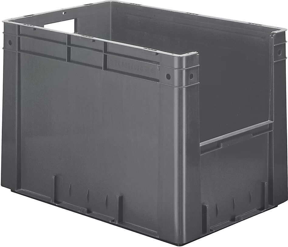 Euro-Stapelbehälter Inhalt 80 l, Außen-LxBxH 600 x 400 x 420 mm, VE 2 Stk grau