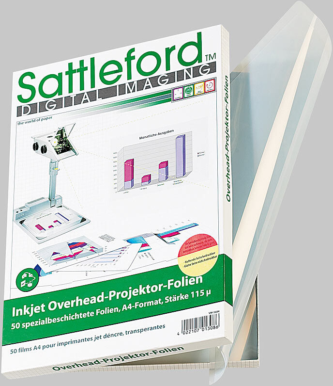 Sattleford 50 Inkjet-Overhead-Folien, DIN A4, transparent, 115 µm