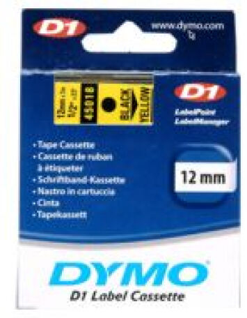 Dymo D1 Schriftband 12 mm x 7 m schwarz auf gelb