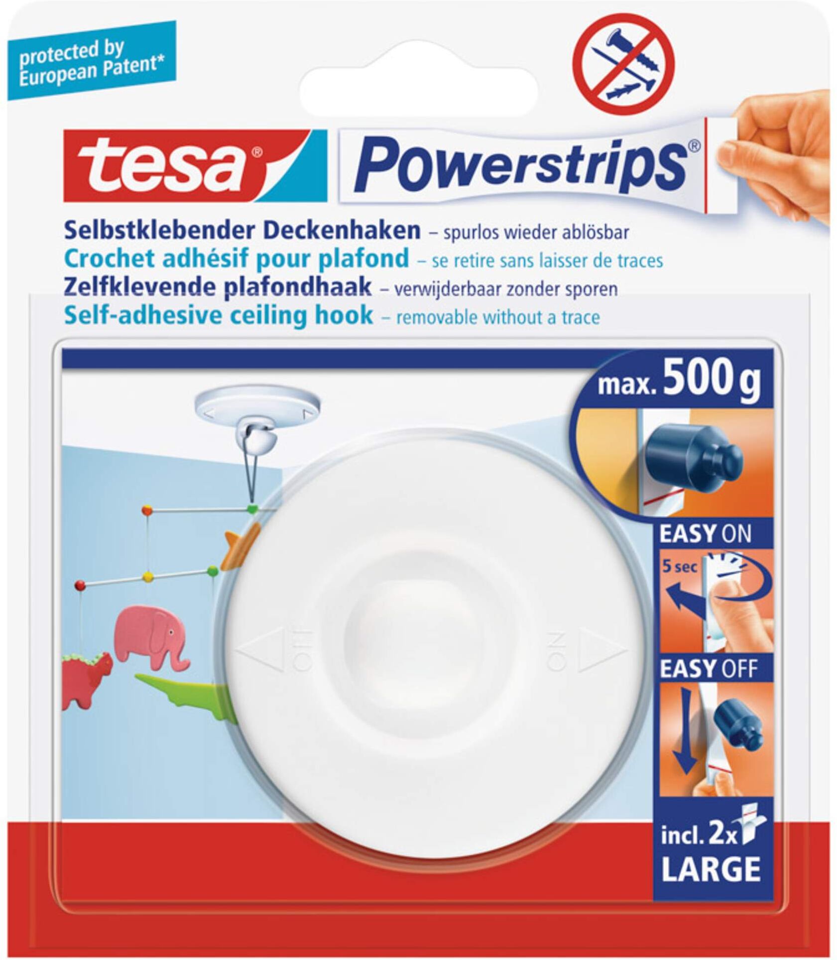 Tesa POWERSTRIPS DECKENHAKEN - Haken - weiß