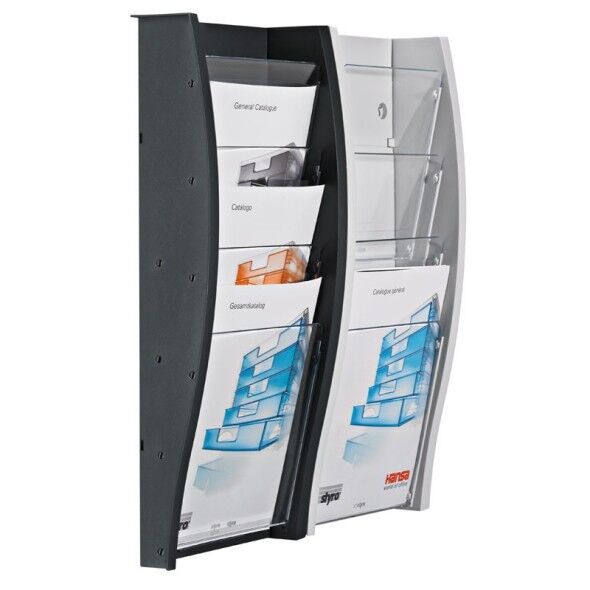 B2B Partner Wand-plastikhalter für broschüren, 4x a4, grau