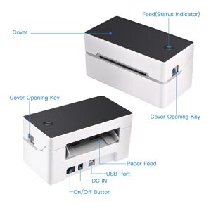 Tomtop Jms Desktop-Versandetikettendrucker, Hochgeschwindigkeits-Usb + Bt-Thermodirektdrucker, Etikettendrucker, Aufkleber