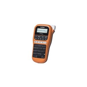 Brother P-Touch PT-E110VP - Etikettemaskine - S/H - termo transfer - Rulle (1,2 cm) - 180 dpi - op til 20 mm/sek. - skærer - 2 skrivelinier - sort, orange