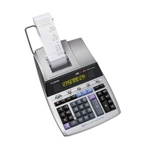 Canon MP1411-LTSC Calculatrice de bureau avec Imprimante à ruban encreur 14 chiffres Ecran rétro-éclairé 2 couleurs Fonction Taxe / Business Finition métal argenté - Publicité