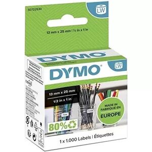 Etichette adesive per etichettatrice originale Dymo S0722530A 11353 LW da 13×25 mm (Rotolo 500 etichette) BIANCO