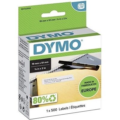 Etichette adesive per etichettatrice Dymo S0722550 11355 LW da 54&#215;19 mm (Rotolo 500 etichette) originale BIANCO