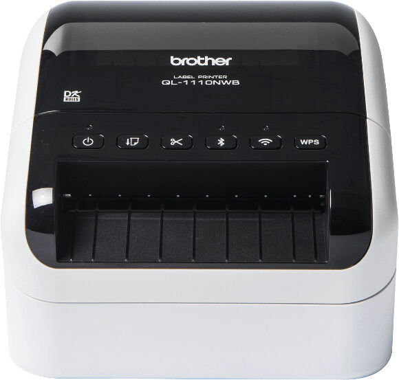 Brother Stampante per etichette/CD  QL-1110NWBC stampante etichette (CD) Termica diretta 300 x DPI 110 mm/s Con cavo e senza Collegamento ethernet LAN DK Wi-Fi Bluetooth [QL1110NWBCZG1]