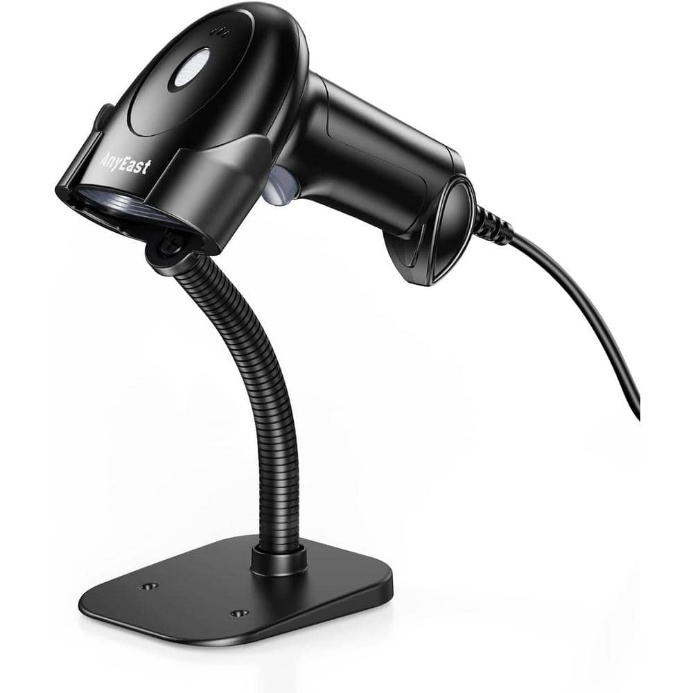 Etokfoks Barcode Scanner with Stand, Black for POS Computer Support Automatic Screen Scanning