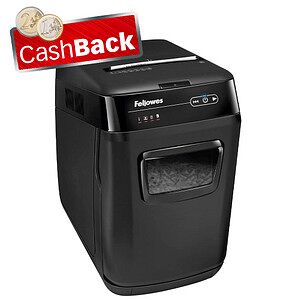 AKTION: Fellowes AutoMax 150C Aktenvernichter mit Partikelschnitt P-4, 4 x 38 mm, bis 150 Blatt, schwarz mit CashBack