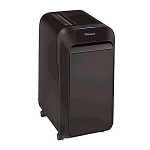 Aktenvernichter Fellowes® Microshred LX 221, Mikropartikelschnitt 2 x 12 mm, P-5, 30 l, 20 Blatt Schnittleistung, mit Rollen, schwarz