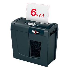 Rexel Secure X6 Aktenvernichter P4, Partikelschnitt 4 x 40 mm, 10 l, 6 Blatt Schnittleistung, Anti-Papierstau-Technologie, schwarz