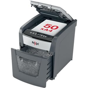 Rexel 2020050X Auto+ 50X – Destructeur de Documents Automatique Coupe Croisée Sécurité P4, Capacité 50 Feuilles, Corbeille 20 litres Amovible - Publicité