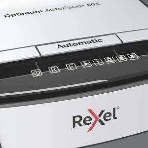 Destructeur Rexel Optimum Auto+ 50XP - coupe croisée - Publicité