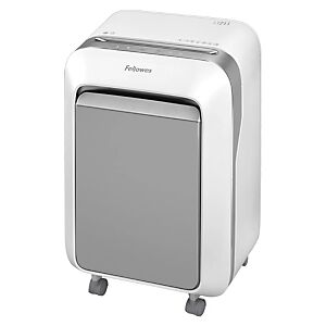 Fellowes Destructeur de documents LX-211 coupe micro DIN P5 - 15 feuilles - corbeille 23L - Blanc - Publicité