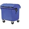 kaiserkraft Müllcontainer aus Kunststoff, DIN EN 840, Volumen 1100 l, BxHxT 1360 x 1465 x 1100 mm, Schiebedeckel, Kindersicherung, blau, ab 5 Stk