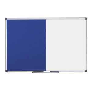 Bi-Office Beschriftungs-Magnettafel und Textil-Pinnwand, weiß/blau, 1200 x 900 mm