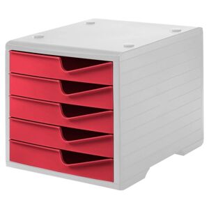 B2B Partner Sortierbox, 5 Schubladen, grau/rot